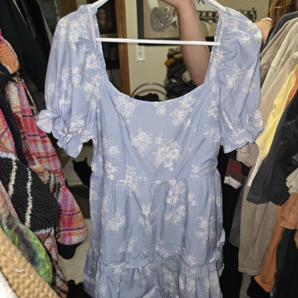 Altar'd State Light Blue Floral Midi Dress